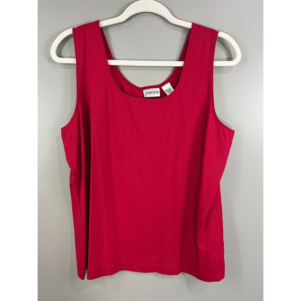 Chico's Tank Top Womens Size 3 Red Great Travelers Scoop Neck Stretch Layering